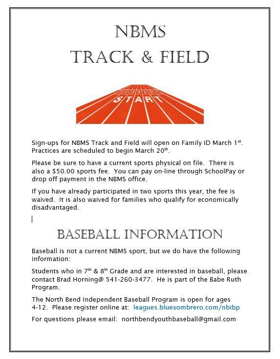 Track & Baseball Information