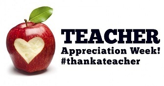 red apple with heart shaped bite, Teacher Appreciation Week! #thankateacher