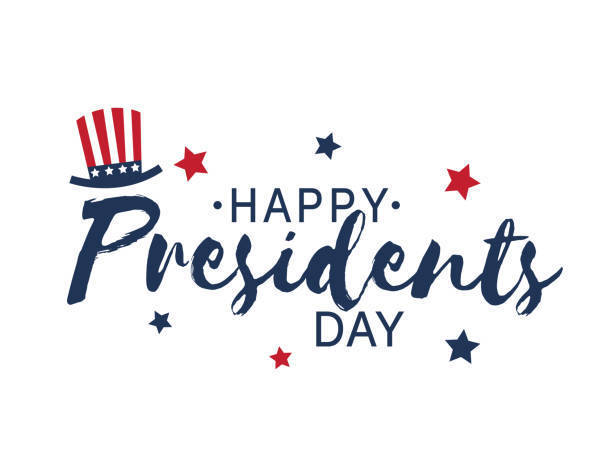 happy presidents day clipart with American flag top hat and stars