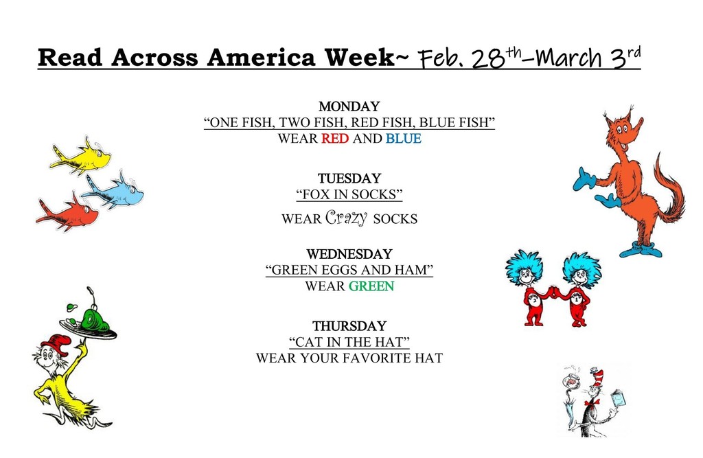 Read across America Week dress up days flyer