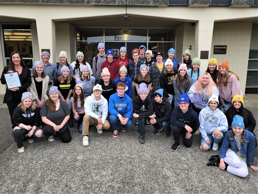 NBHS Group Photo of Select Jazz Choir Members with North Bend City Mayor